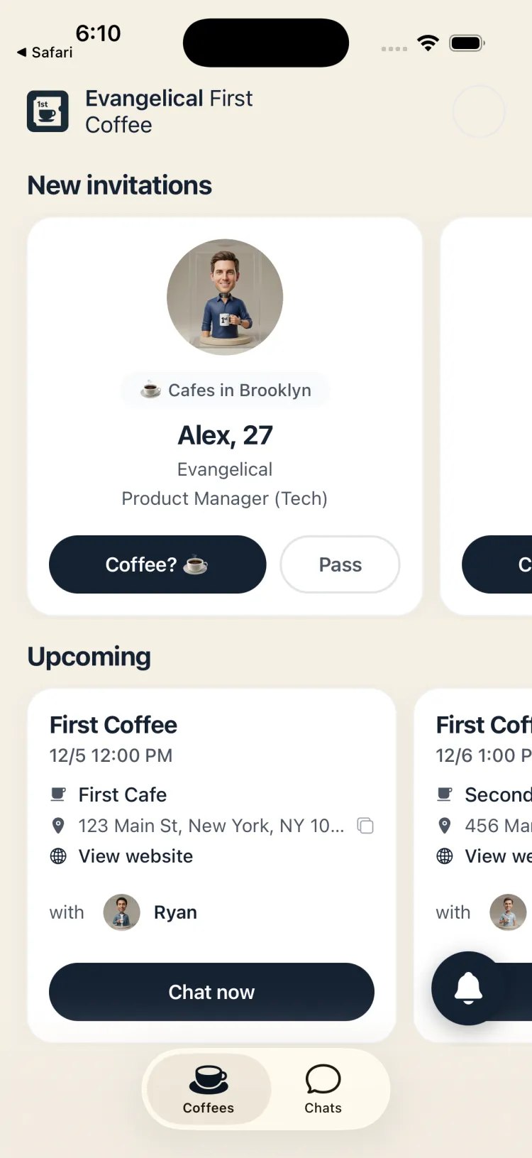 App screen showing mutual interest